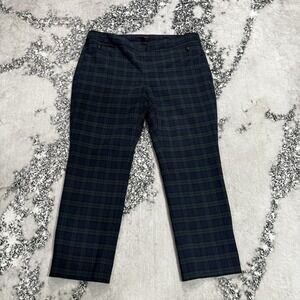 Banana Republic Sloan Women's Size 12S Navy Green Plaid Tartan Dress Pants